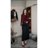 Chân váy jean suông dài 85‑90cm đỏ nâu vải đẹp xẻ sau tôn dáng - 189k 3