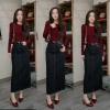 Chân váy jean suông dài 85‑90cm đỏ nâu vải đẹp xẻ sau tôn dáng - 189k 6