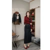 Chân váy jean suông dài 85‑90cm đỏ nâu vải đẹp xẻ sau tôn dáng - 189k 7