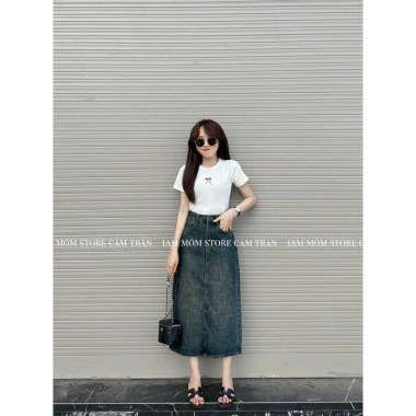 Chân váy jeans nữ bút chì thêu túi mặt cười - Thoải mái, giảm 20% chỉ 145k