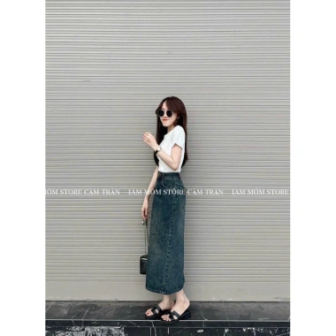 Chân váy jeans nữ bút chì thêu túi mặt cười - Thoải mái, giảm 20% chỉ 145k