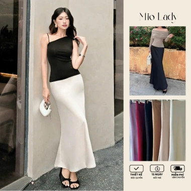 Chân Váy Lụa Mio Lady Cạp Ngang Rốn Dáng Dài Đuôi Cá Nhẹ Hai Lớp - Giá 329k