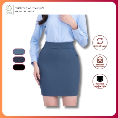 Chân váy midi nữ Thái Hòa cotton vải trơm dáng bút chì ôm body, giá ưu đãi 195.650₫