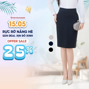 Chân váy ngắn nữ 24CVW-258 Thái Hòa gỗ sồi bút chì có túi, đa màu - 284.750đ