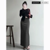 Chân váy nỉ len dài cạp chun xẻ tà sau BIGSIZE Banamo Sài Gòn Giá chỉ 139k 6