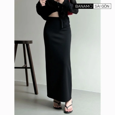 Chân váy nỉ len dài cạp chun xẻ tà sau BIGSIZE Banamo Sài Gòn Giá chỉ 139k