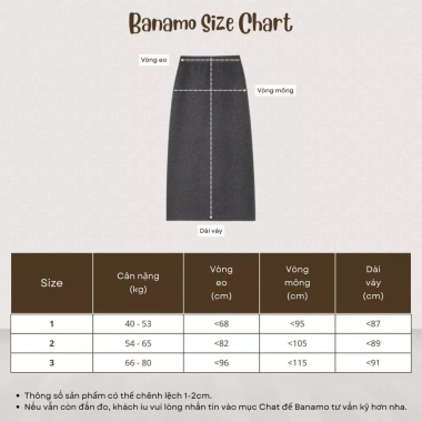 Chân váy nữ BIGSIZE Banamo nỉ len dài cạp chun xẻ tà sau Hàn Quốc giá 159k 3