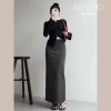 Chân váy nữ BIGSIZE Banamo nỉ len dài cạp chun xẻ tà sau Hàn Quốc giá 159k 6