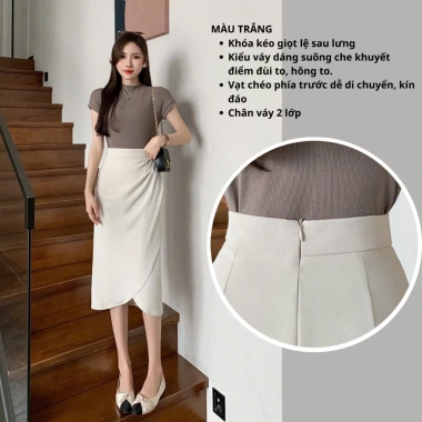 Chân váy ôm công sở SUTANI V01 kiểu bút chì, cạp xếp ly, thon gọn - 215k VND