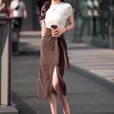 Chân Váy Ôm Xẻ Tà Dài 75cm Bút Chì - Buộc Nơ Sang Trọng, BIGSIZE Giá 210k