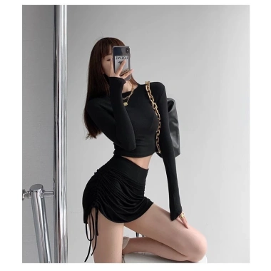 Chân váy rút dây ôm body + quần trong năng động QCCC size lớn NGOMINH SP118 109k