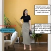 Chân Váy Suông Dài 90cm Phối Đai 2 Lớp Vitex - Công Sở Hành Dáng, Giá Giảm 185k 5