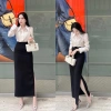 Chân Váy Suông Dài Xẻ Sườn Chất Umi Hàn Co Giãn 4 Chiều CV23 Giá 199k