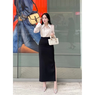 Chân Váy Suông Dài Xẻ Sườn Chất Umi Hàn Co Giãn 4 Chiều CV23 Giá 199k