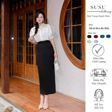 Chân Váy SuSu Bút Chì Dài 90cm Maxi Cạp Lưng Cao Túi 2 Lớp Body - Giá 152.900₫