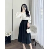 Chân váy Susuclothing xòe công sở Midi xếp li cạp cách điệu dài, 6 li phồng, túi khóa kéo - Giá ưu đãi 200,100 VND