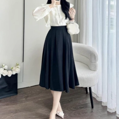 Chân váy Susuclothing xòe công sở Midi xếp li cạp cách điệu dài, 6 li phồng, túi khóa kéo - Giá ưu đãi 200,100 VND 6
