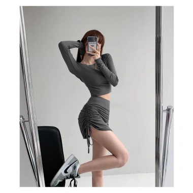 Chân váy thun co giãn, dây rút ôm body - tạo dáng, quần giả váy zumba SP118 119k 7