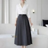 Chân Váy Xếp Ly Dài Công Sở Lưng Cao A Midi 80cm - Thanh Lịch, Giá 325.000₫