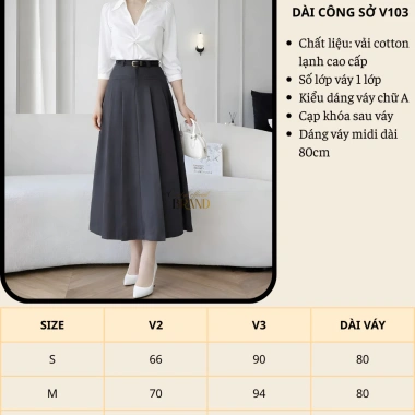 Chân Váy Xếp Ly Dài Công Sở Lưng Cao A Midi 80cm - Thanh Lịch, Giá 325.000₫