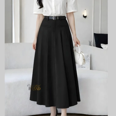 Chân Váy Xếp Ly Dài Công Sở Lưng Cao A Midi 80cm - Thanh Lịch, Giá 325.000₫