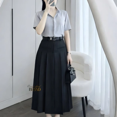 Chân Váy Xếp Ly Dài Công Sở Lưng Cao A Midi 80cm - Thanh Lịch, Giá 325.000₫