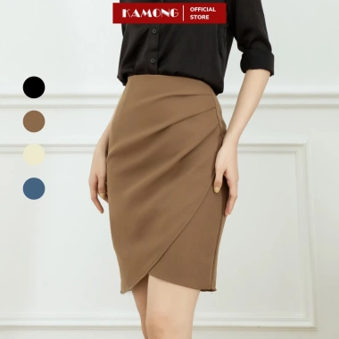 Chân váy xếp ly KAMONG CV006 tà chéo phong cách công sở - giá chỉ 155k