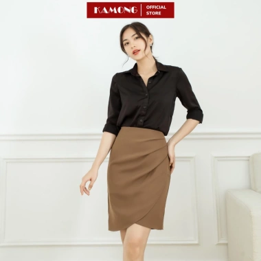 Chân váy xếp ly KAMONG CV006 tà chéo phong cách công sở - giá chỉ 155k