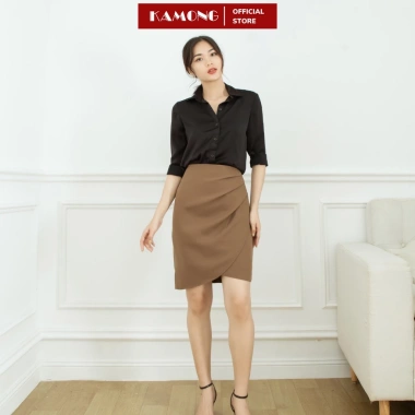 Chân váy xếp ly KAMONG CV006 tà chéo phong cách công sở - giá chỉ 155k
