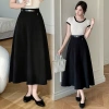 Chân váy xoè chữ A bồng bềnh công sở dài 85cm, túi chéo khóa, đai vitex 3