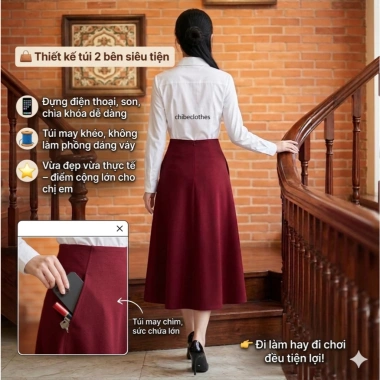 Chân Váy Xòe Dài 80cm 1 lớp Vitex Thu Đông – phong cách trẻ trung, công sở nữ hot, giảm còn 234.500₫ 5 Chân Váy Xòe Dài 80cm 1 lớp Vitex Thu Đông – phong cách trẻ trung, công sở nữ hot, giảm còn 234.500₫ 5