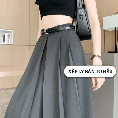 Chân váy xòe dài 80cm xếp ly 2 lớp vải đẹp thời trang công sở cao cấp - Giá 213k