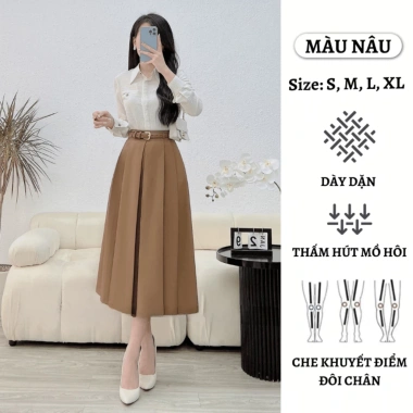 Chân váy xòe dài 80cm xếp ly 2 lớp vải đẹp thời trang công sở cao cấp - Giá 213k 8 Chân váy xòe dài 80cm xếp ly 2 lớp vải đẹp thời trang công sở cao cấp - Giá 213k 8