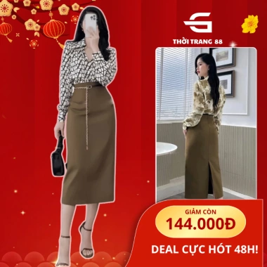 Chân váy xuông midi 75cm cạp liền - Thời trang công sở - Giá chỉ 169.998₫