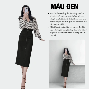 Chân váy xuông midi 75cm cạp liền - Thời trang công sở - Giá chỉ 169.998₫