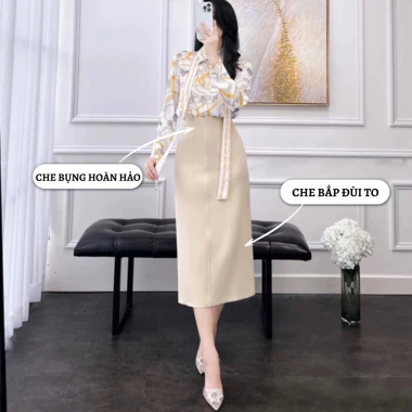 Chân váy xuông midi 75cm cạp liền - Thời trang công sở - Giá chỉ 169.998₫