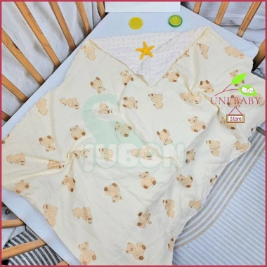 Chăn xô bé sơ sinh vải muslin hạt đậu họa tiết Hàn Quốc Uni Baby - 128.265 VND