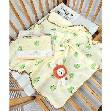 Chăn xô muslin 4 lớp sò viền len mềm mại cho bé sơ sinh – Uni Baby cao cấp, giá 180.000₫