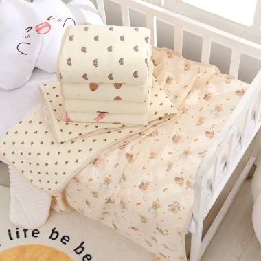 Chăn xô muslin hạt đậu size lớn 100x110 cm cho bé sơ sinh họa tiết xinh xắn, giảm giá 18.000₫