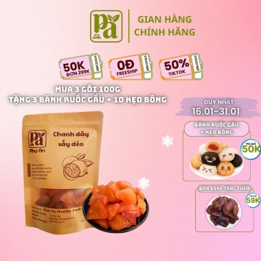 Chanh dây sấy dẻo Phú An 100g - Món ăn vặt ngon, miệng, giảm giá 69k Tết 2.024 2