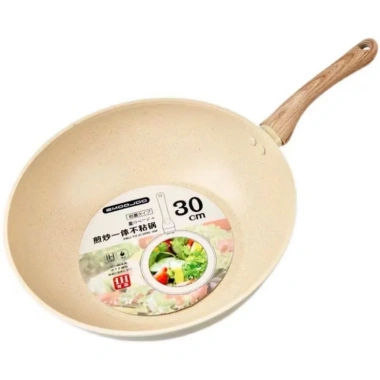 Chảo chống dính bếp từ vân đá kiểu Nhật 20-30cm, đáy ceramic, cán gỗ - Giá ưu đãi 159.000 VND