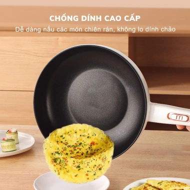 Chảo Điện Mini Đa Năng 3L Chống Dính Nồi Lẩu Điện Tay Cầm Dài, Điều Chỉnh Nhiệt Độ Thông Minh, Giá Ưu Đãi 249k 2
