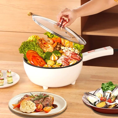 Chảo Điện Mini Đa Năng 3L Chống Dính Nồi Lẩu Điện Tay Cầm Dài, Điều Chỉnh Nhiệt Độ Thông Minh, Giá Ưu Đãi 249k 3