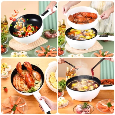 Chảo Điện Mini Đa Năng 3L Chống Dính Nồi Lẩu Điện Tay Cầm Dài, Điều Chỉnh Nhiệt Độ Thông Minh, Giá Ưu Đãi 249k 6