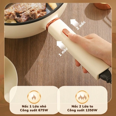 Chảo Điện Mini Đa Năng 3L Chống Dính Nồi Lẩu Điện Tay Cầm Dài, Điều Chỉnh Nhiệt Độ Thông Minh, Giá Ưu Đãi 249k 7