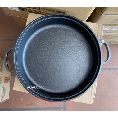 Chảo gang chiên rán hai tai đáy chống dính tự nhiên - Phù hợp bếp từ, điện, gas, lò nướng, giảm giá 20% chỉ 590.000₫ 2