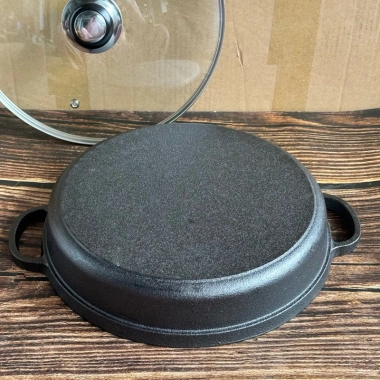Chảo gang chiên rán hai tai đáy chống dính tự nhiên - Phù hợp bếp từ, điện, gas, lò nướng, giảm giá 20% chỉ 590.000₫ 5