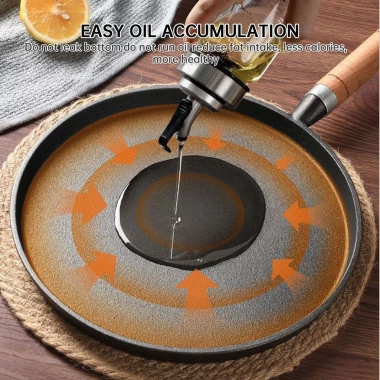 Chảo Gang Chống Dính Đáy Phẳng - Tay Cầm, Chiên Trứng, Pancake, Giao 12h