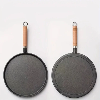 Chảo Gang Chống Dính Đáy Phẳng - Tay Cầm, Chiên Trứng, Pancake, Giao 12h