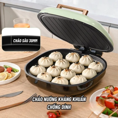 Chảo kẹp nướng 2 mặt tự động tắt, làm nóng sâu, đa năng tiện lợi cho gia đình – 255k 4